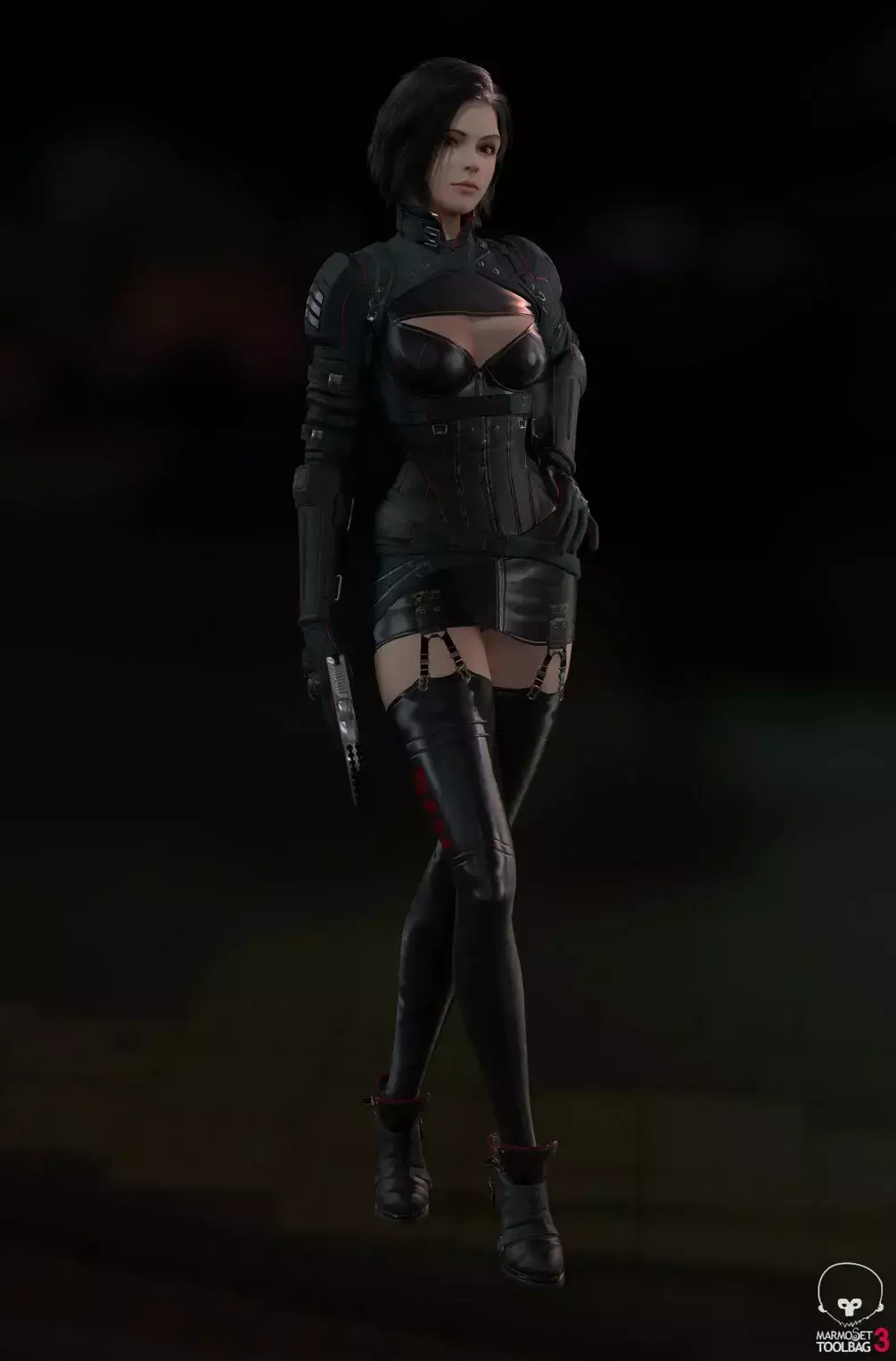 Military girl rig hot girl resident evil Low-poly 3D model