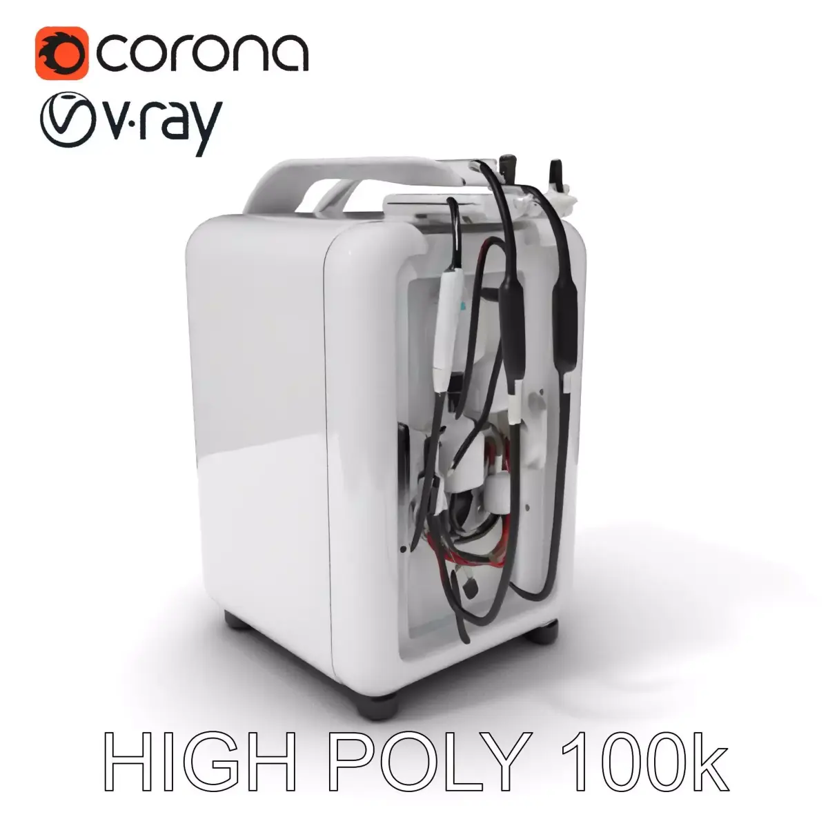 Medical Equipment Device Model Pack with Multiple Attachments Low-poly 3D model