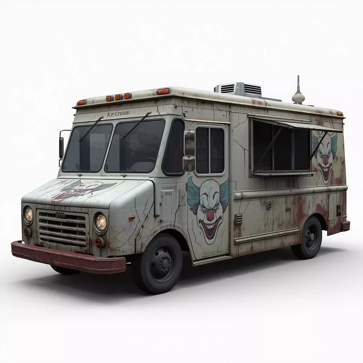 Possessed Clown Ice Cream Truck 3D Model Low-poly 3D model