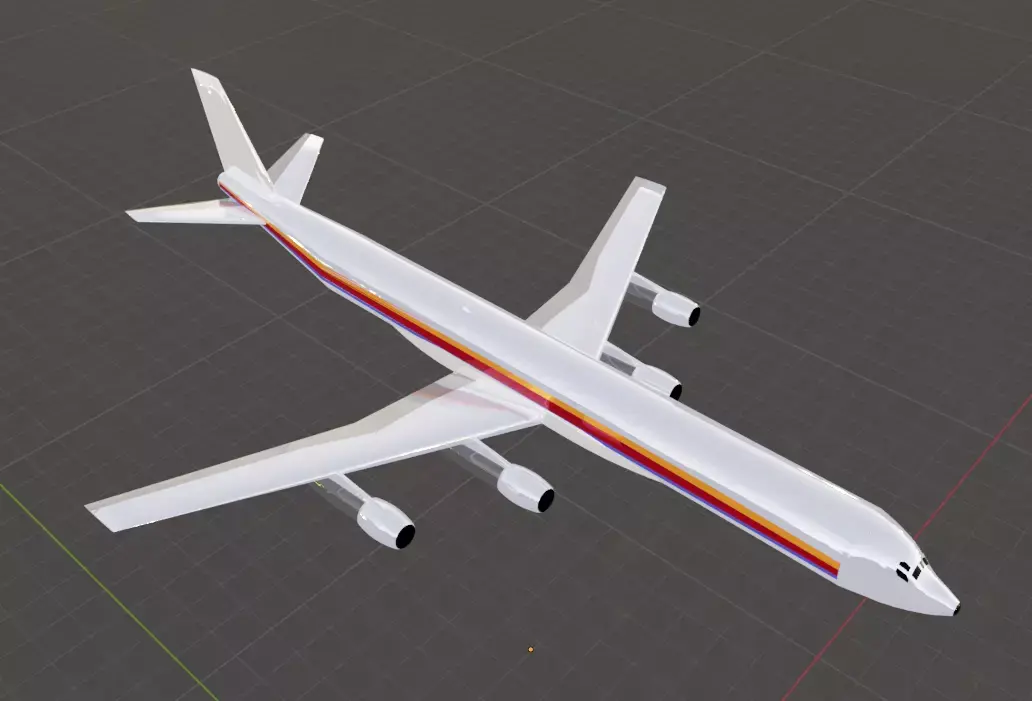Fictional Quad Engine 1950s Jetliner DC-8-61 Inspired Low-poly 3D model