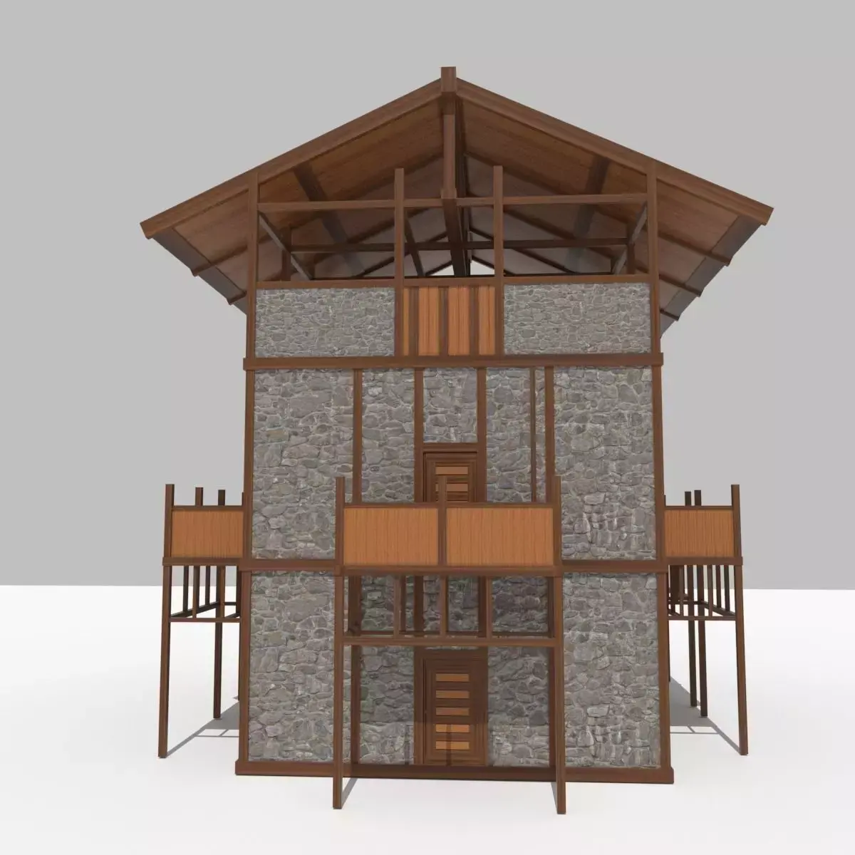 Medieval Outpost building Low-poly 3D model
