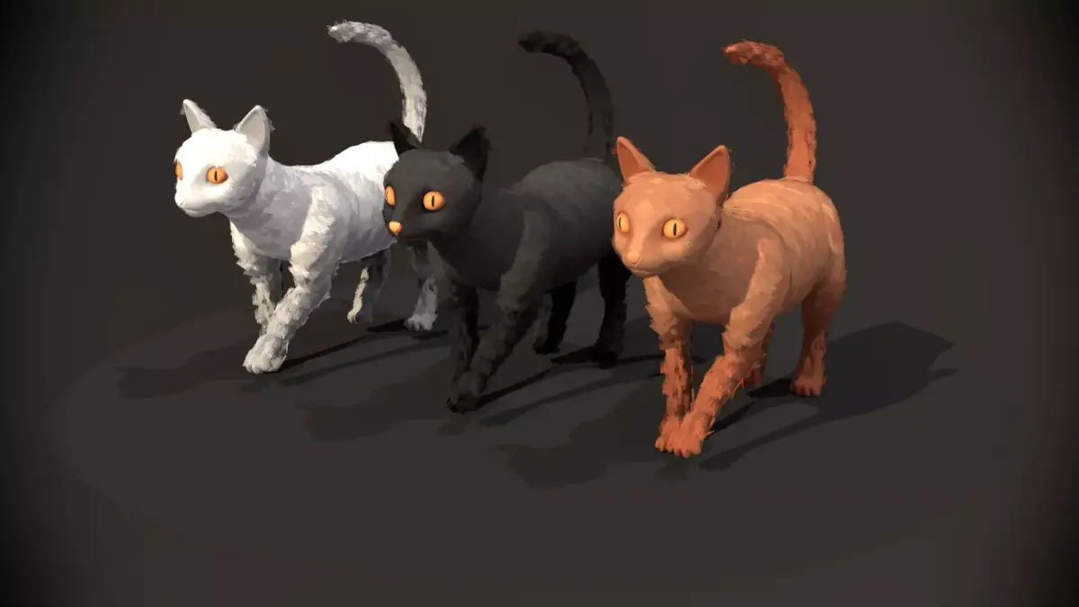 Paint Poly - Cats - Rigged and Animated Low-poly 3D model