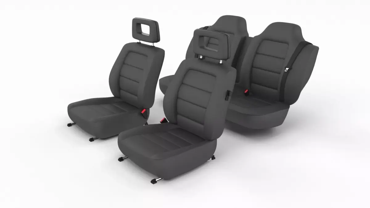 Generic Black Leather Car Seats 3D model