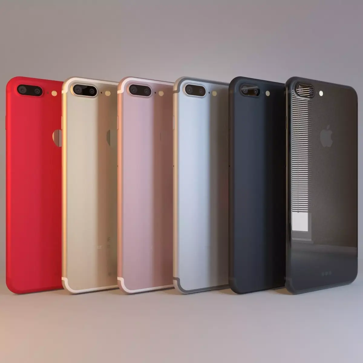 Apple iPhone 7 Plus All 6 Colors 3D model