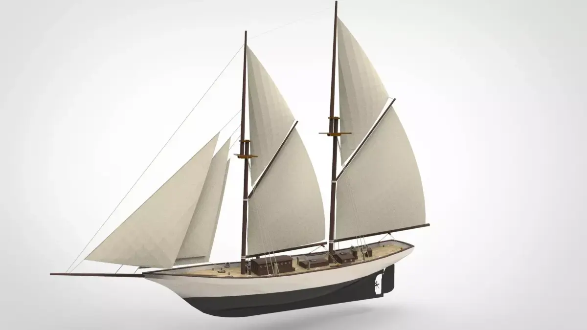 Historical sailing pinishi  3D model purchase