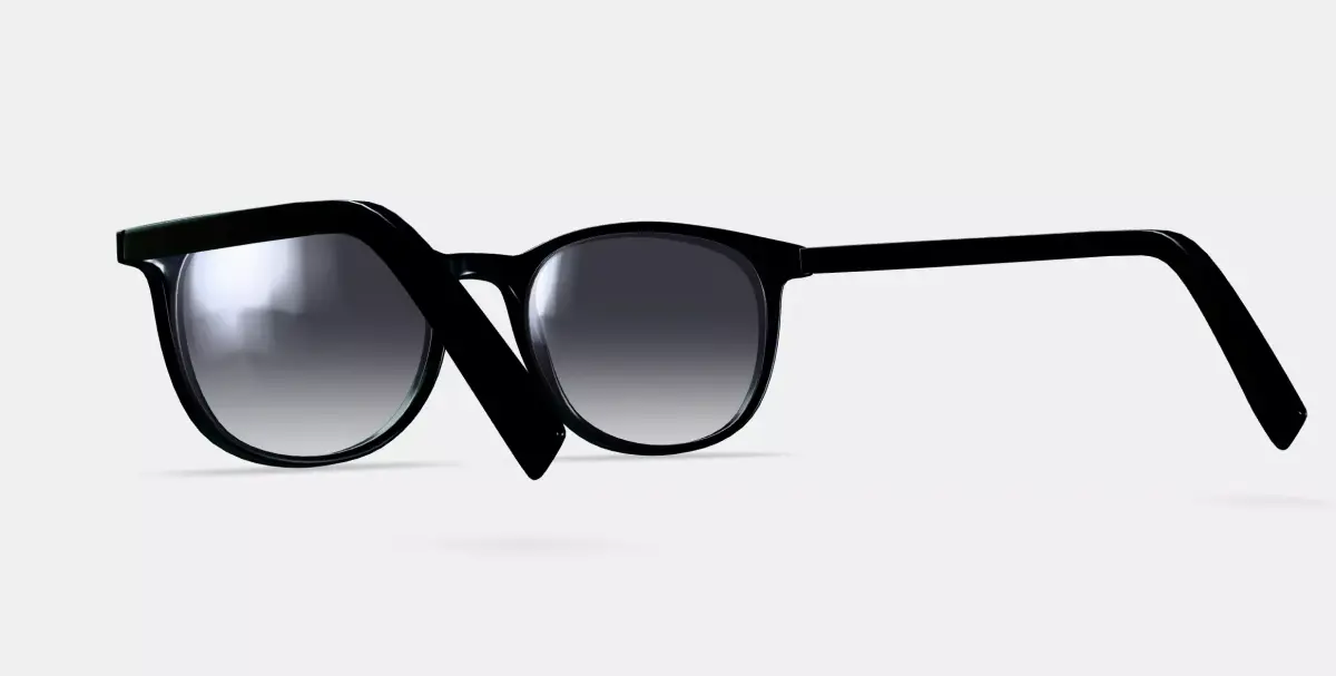 Durand Sunglasses in Jet Black with Polished Gold 3D model