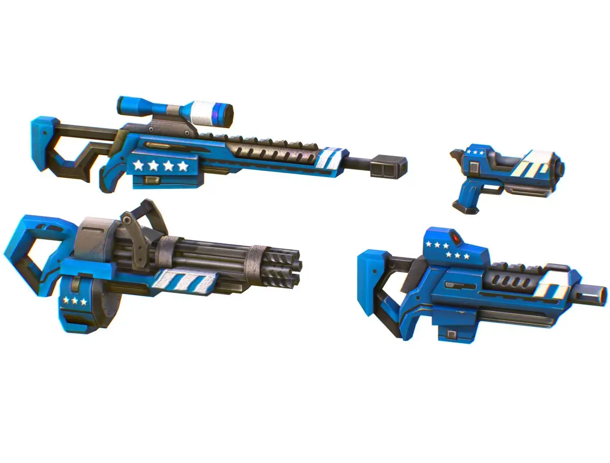 Lowpoly Cartoon Weapons Alliance Set Low-poly 3D model