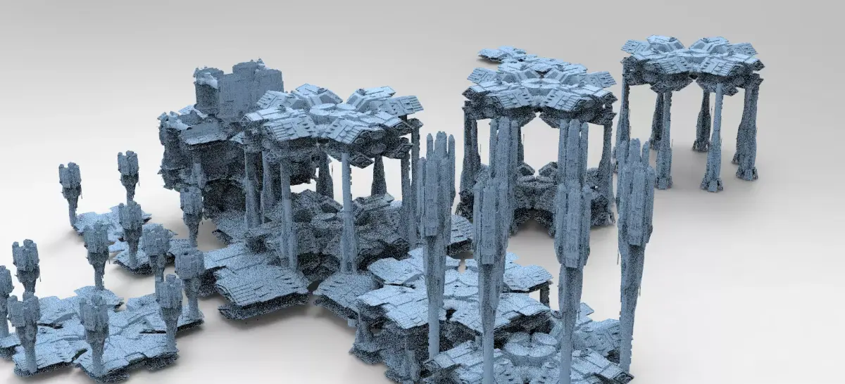 Dark Elven Sci-Fi Dome base 7 models  3D model