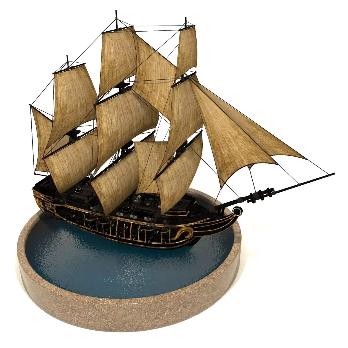 Pirate Ship Low-poly 3D model