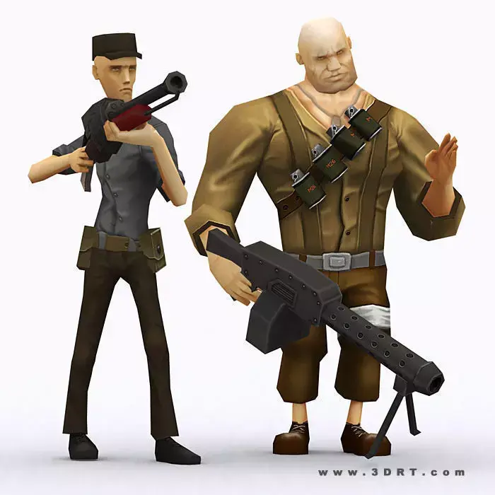 Brutal army squad pack Low-poly 3D model