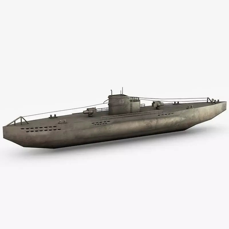 U-boat submarine Low-poly 3D model
