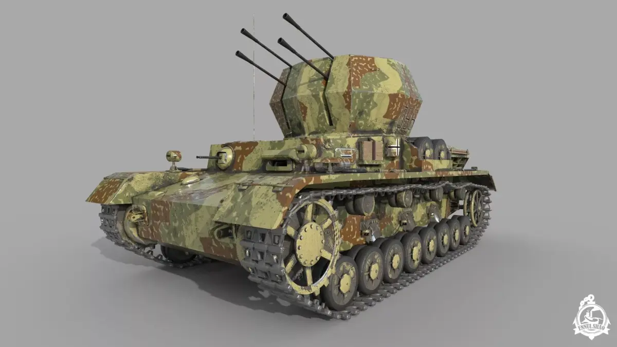 Flakpanzer IV Wirbelwind Low-poly 3D model