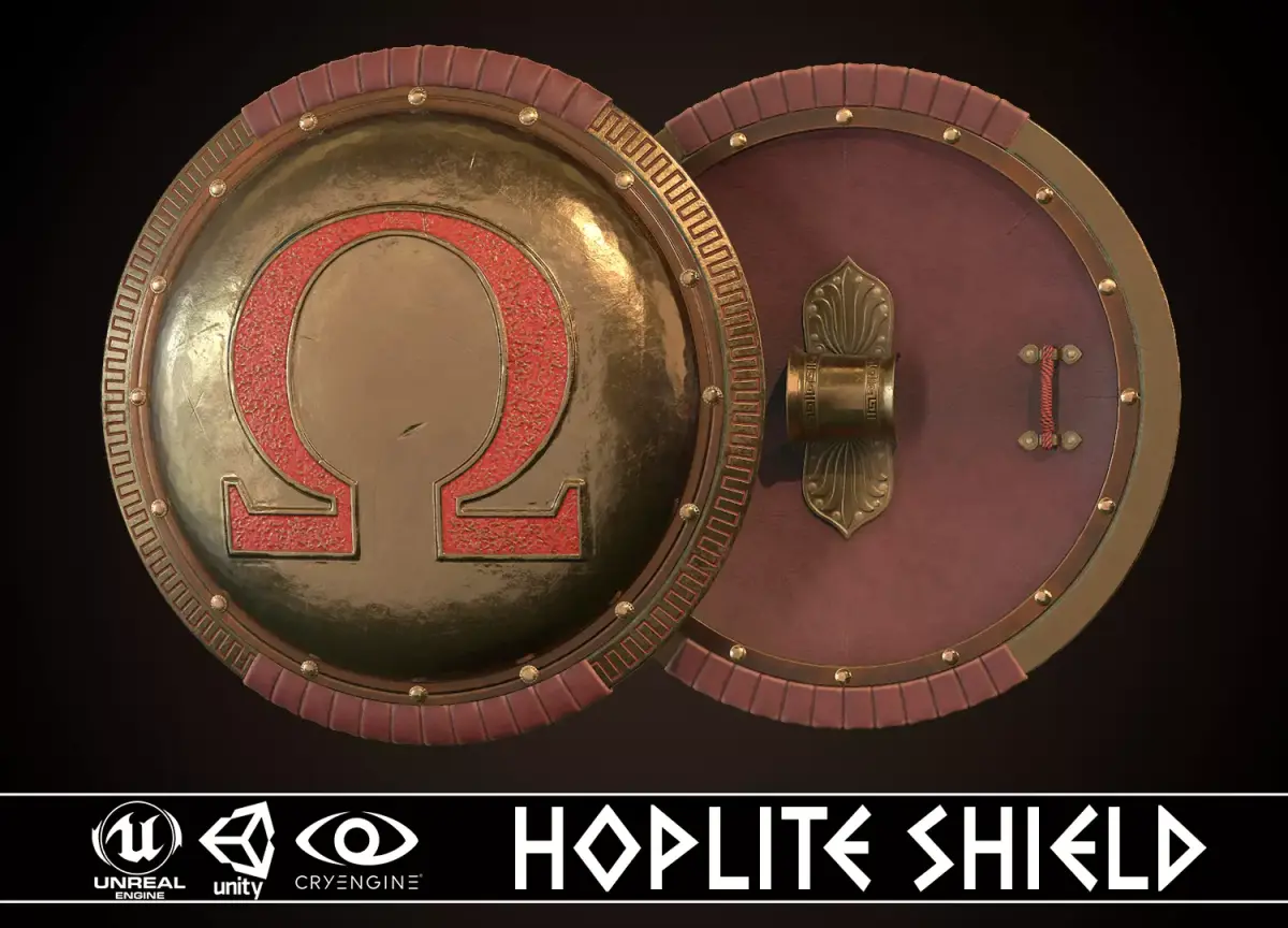 Hoplite Shield Omega Low-poly 3D model