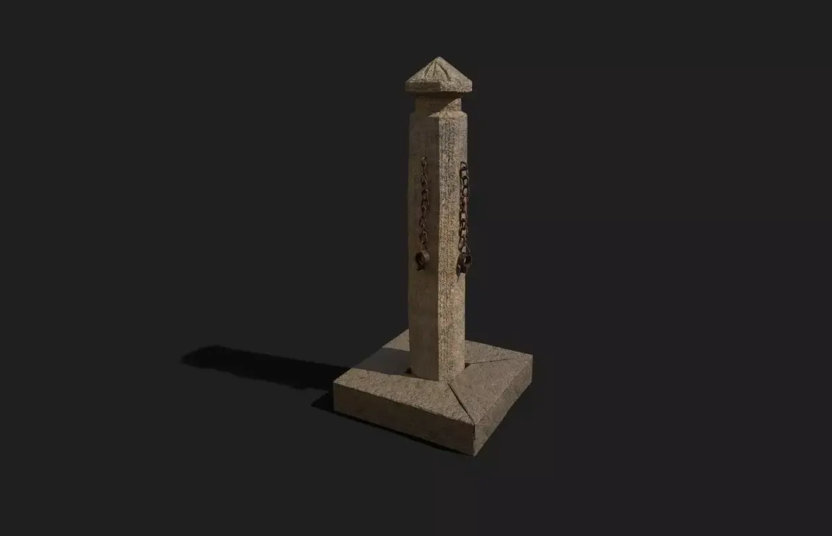 Medieval pillory wooden pole Low-poly 3D model