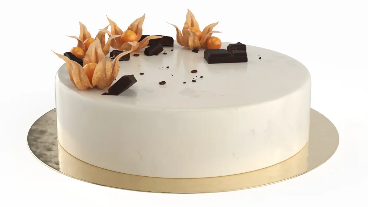 Chocolate Garnished Cake with Physalis 3D model