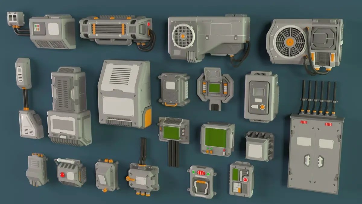 Wall Electric Props 2 - 20 pieces Low-poly 3D model