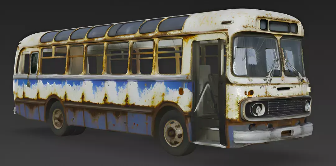 Broken scratched old bus 3d model 3D model