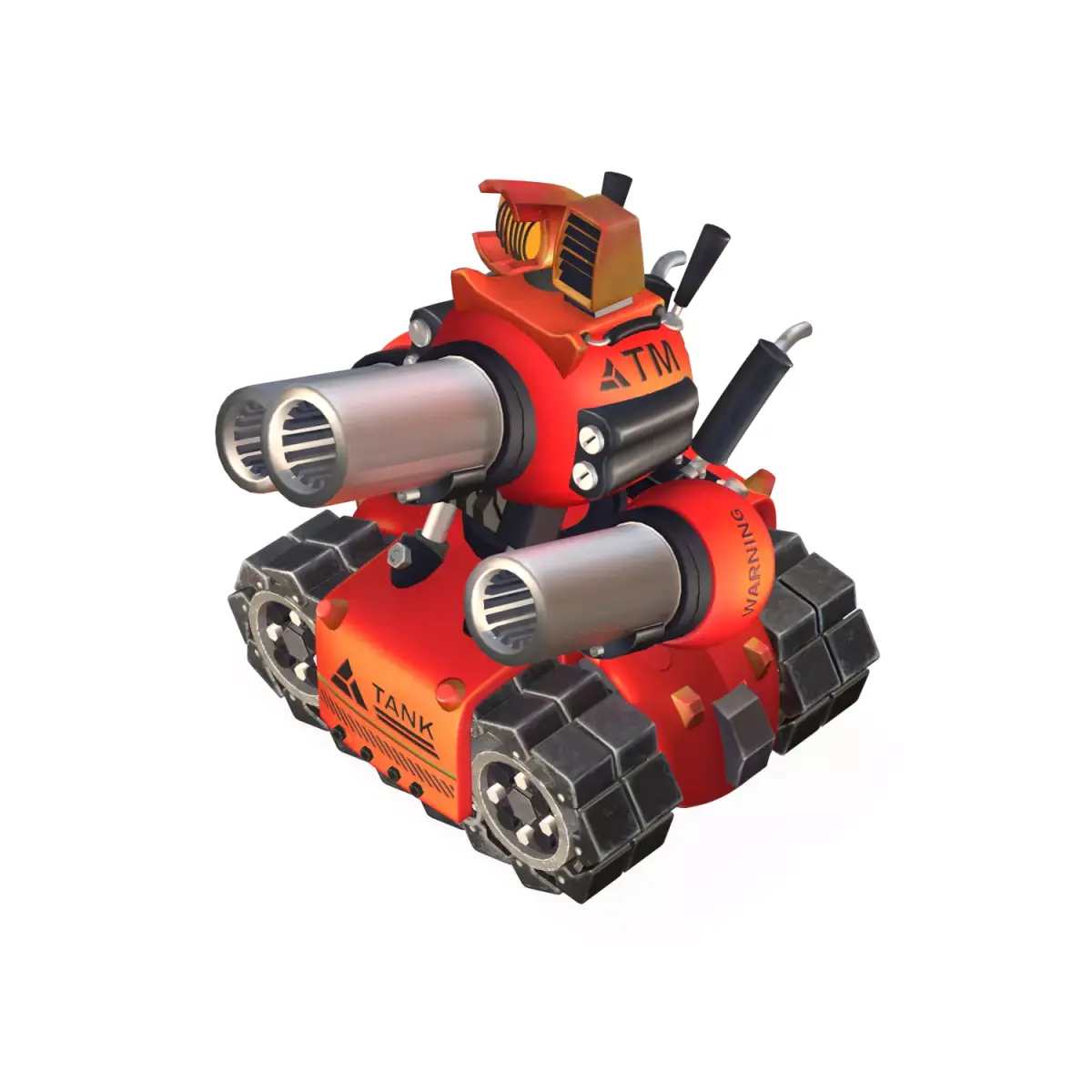 Red Advanced Tank Low-poly 3D model
