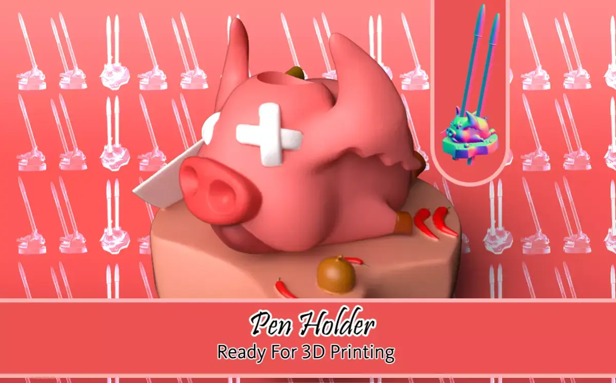 SD Pig Pen holder Ready to 3d Printing  2 Part 3D print model