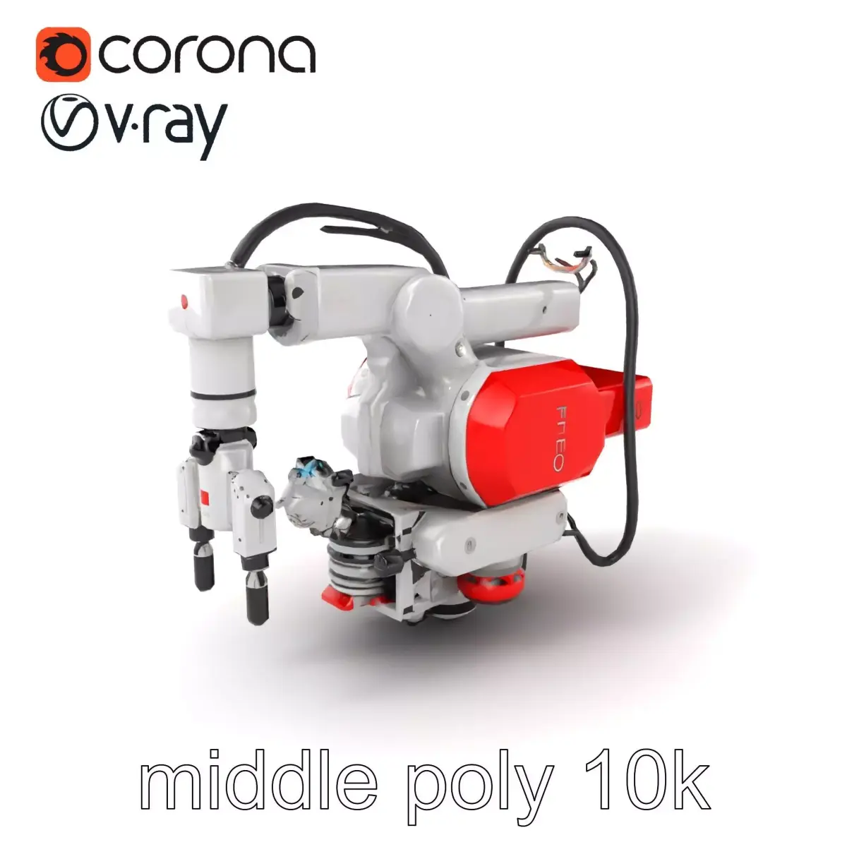 Industrial Painting Robot Model Pack with Extendable Arms Low-poly 3D model