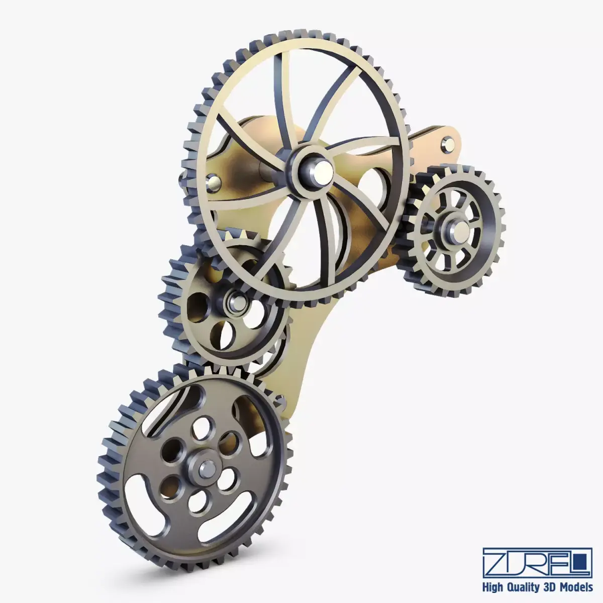 Gear Mechanism Low Poly v 4 Low-poly 3D model