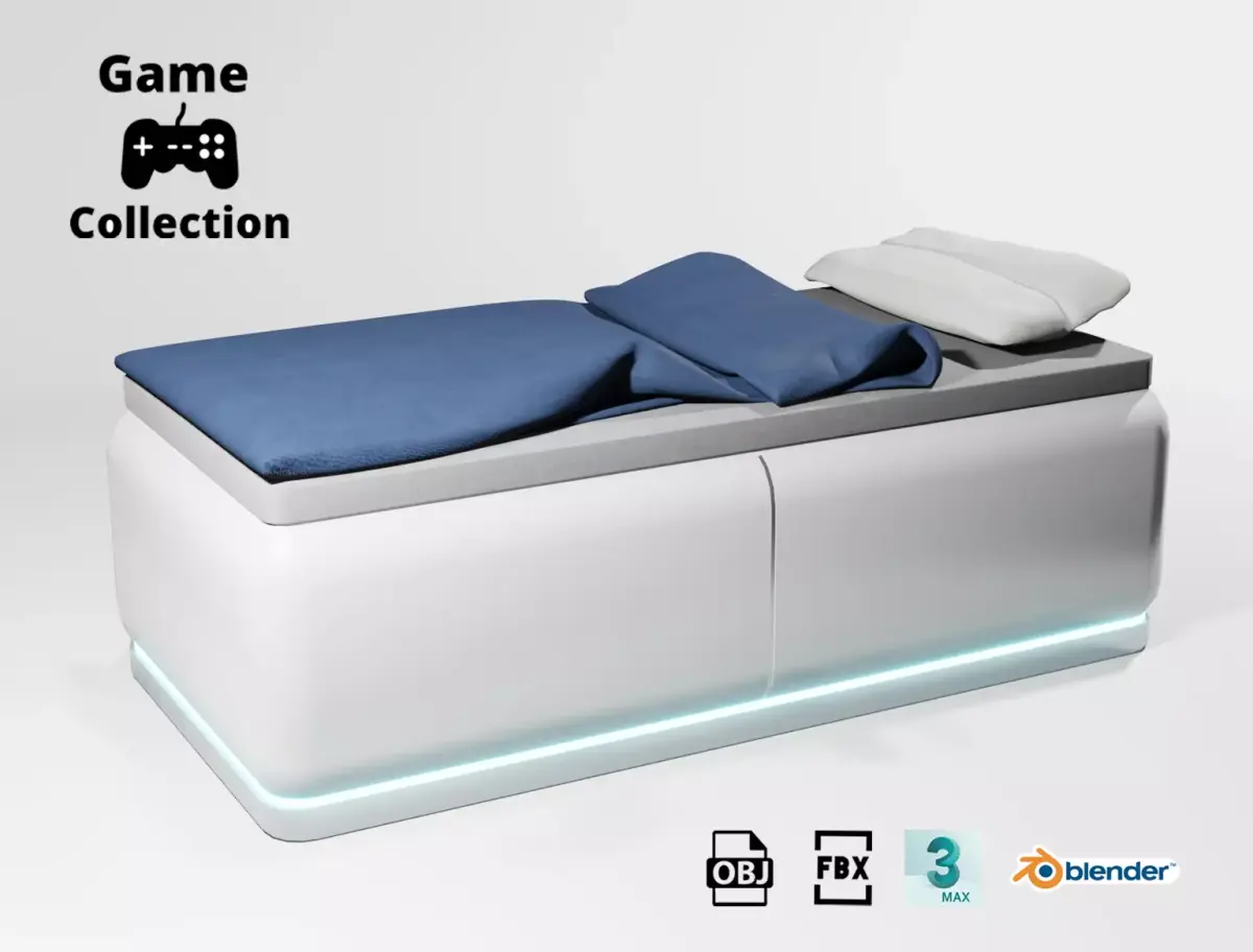 Sci fi bed Low-poly 3D model buy