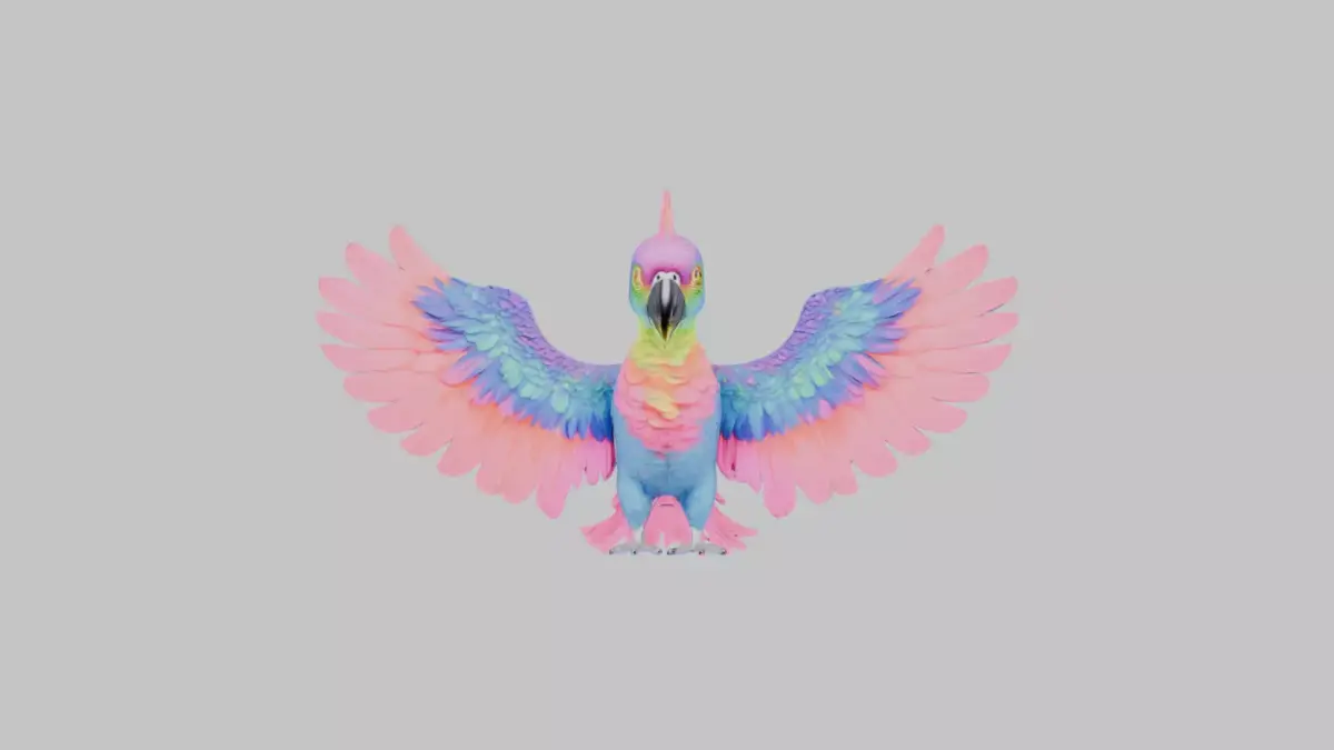 Psychedelic Trippy Bird Low-poly 3D model