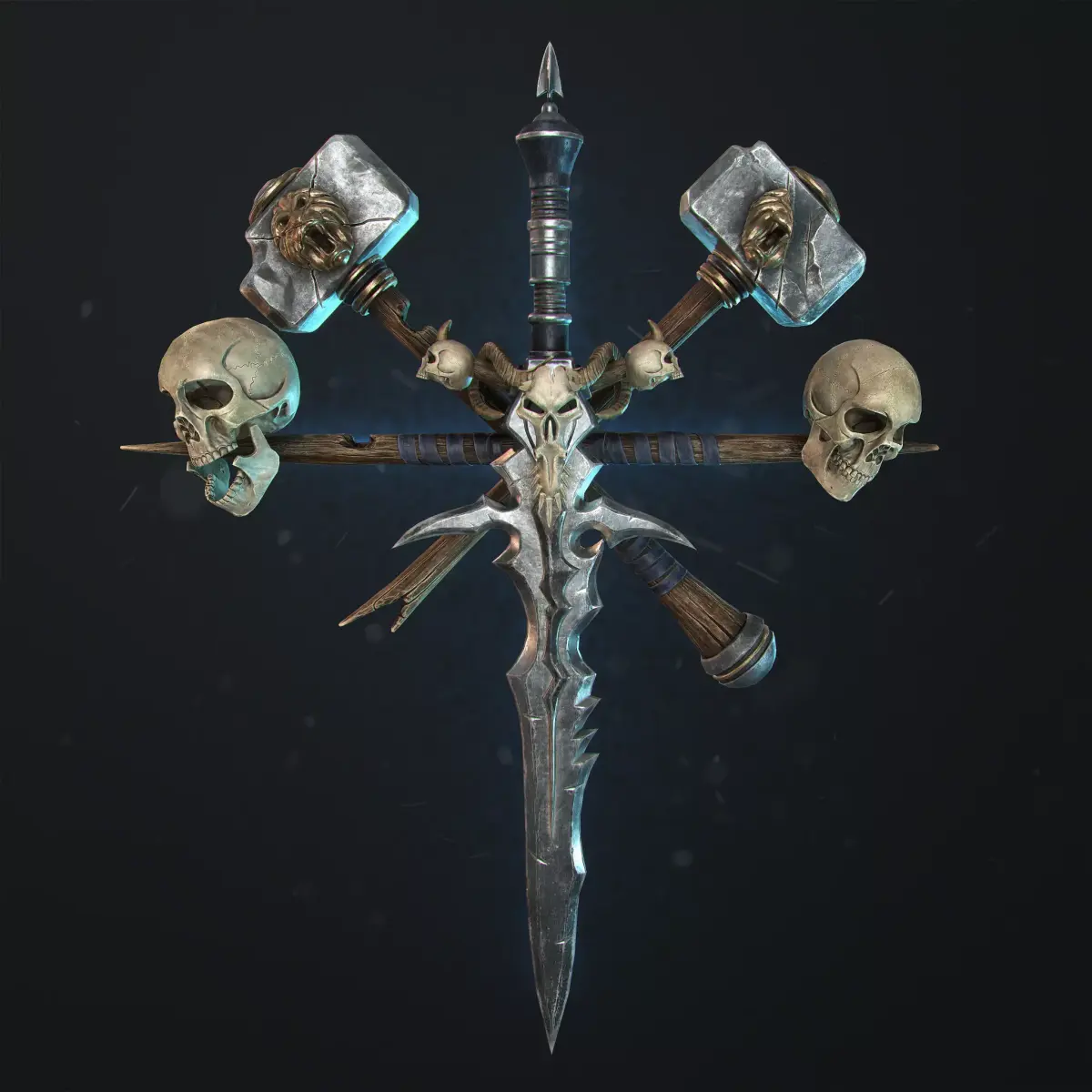 Undead Frostmourne Sword and Hammers - Frozen Throne Low-poly 3D model