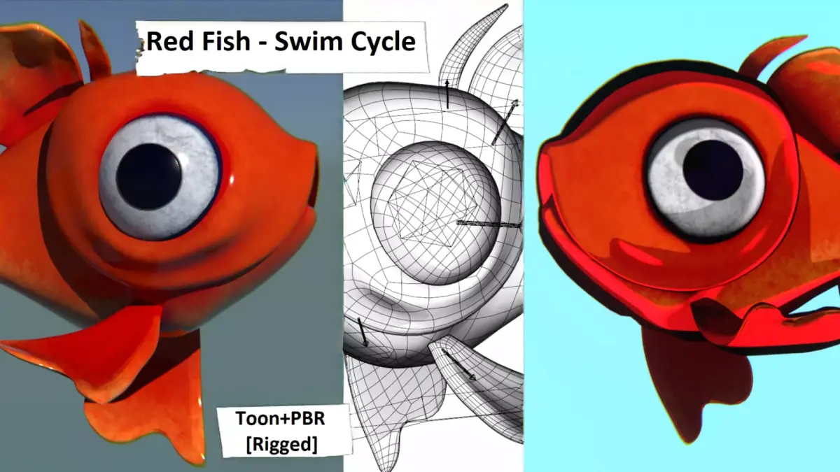 Red Fish Swim Cycle 3D print model