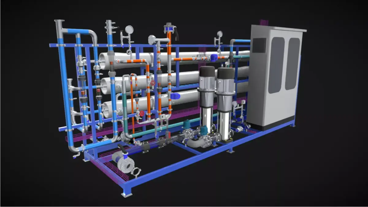 9m3h 2Stage RO Water Filter  System 3D model
