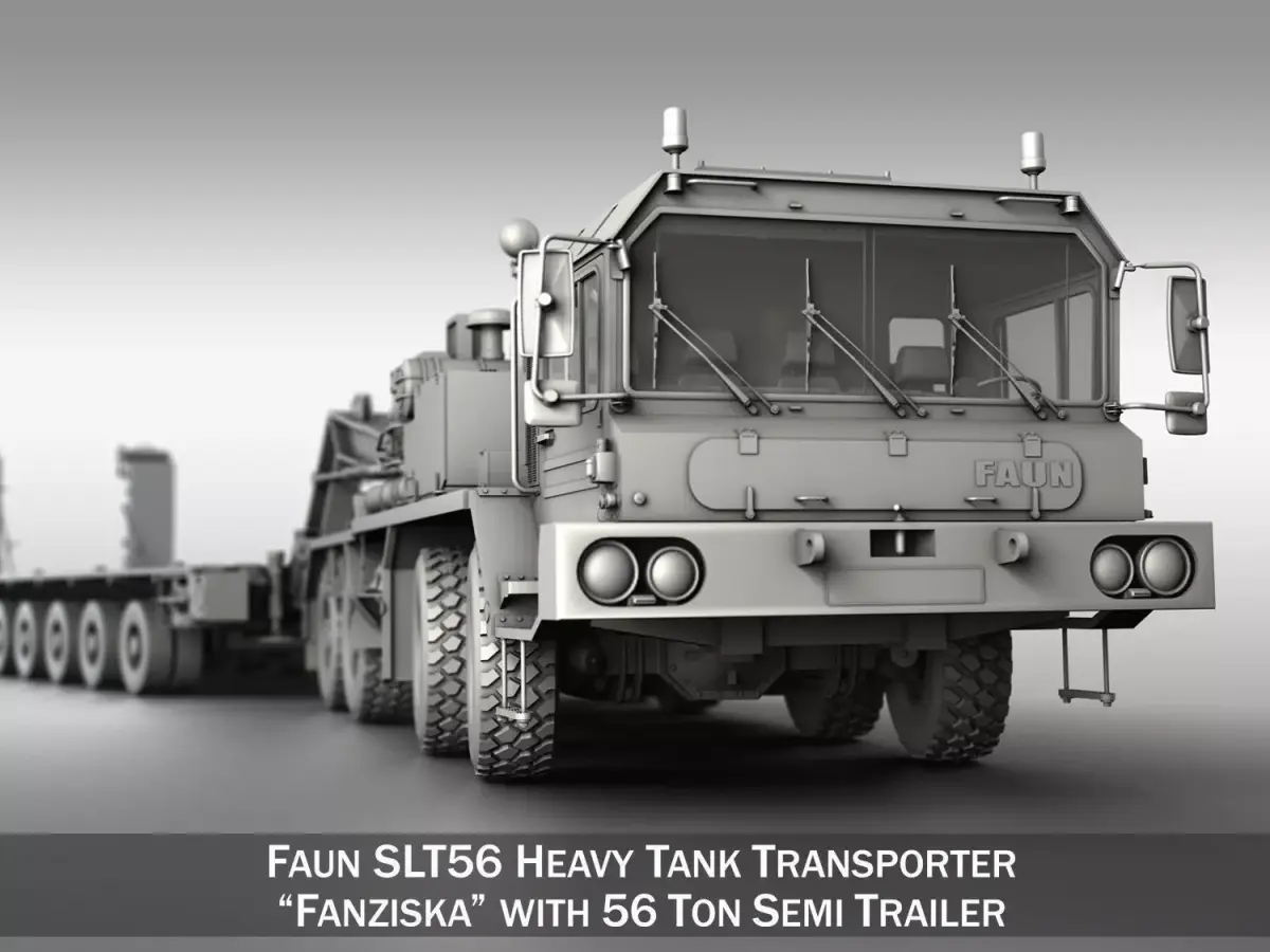 Faun STL-56 - Heavy Duty Tractor with 52t Semi-Trailer 3D model