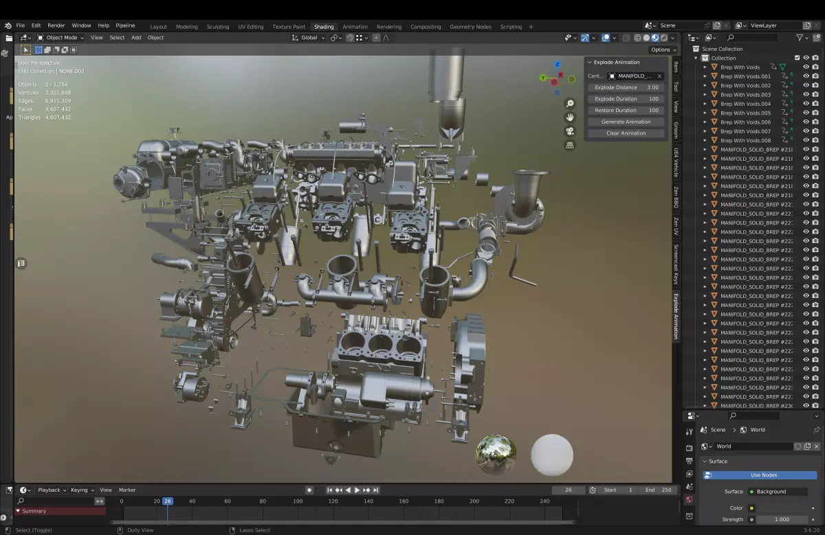 Ship Engine Low-poly 3D model