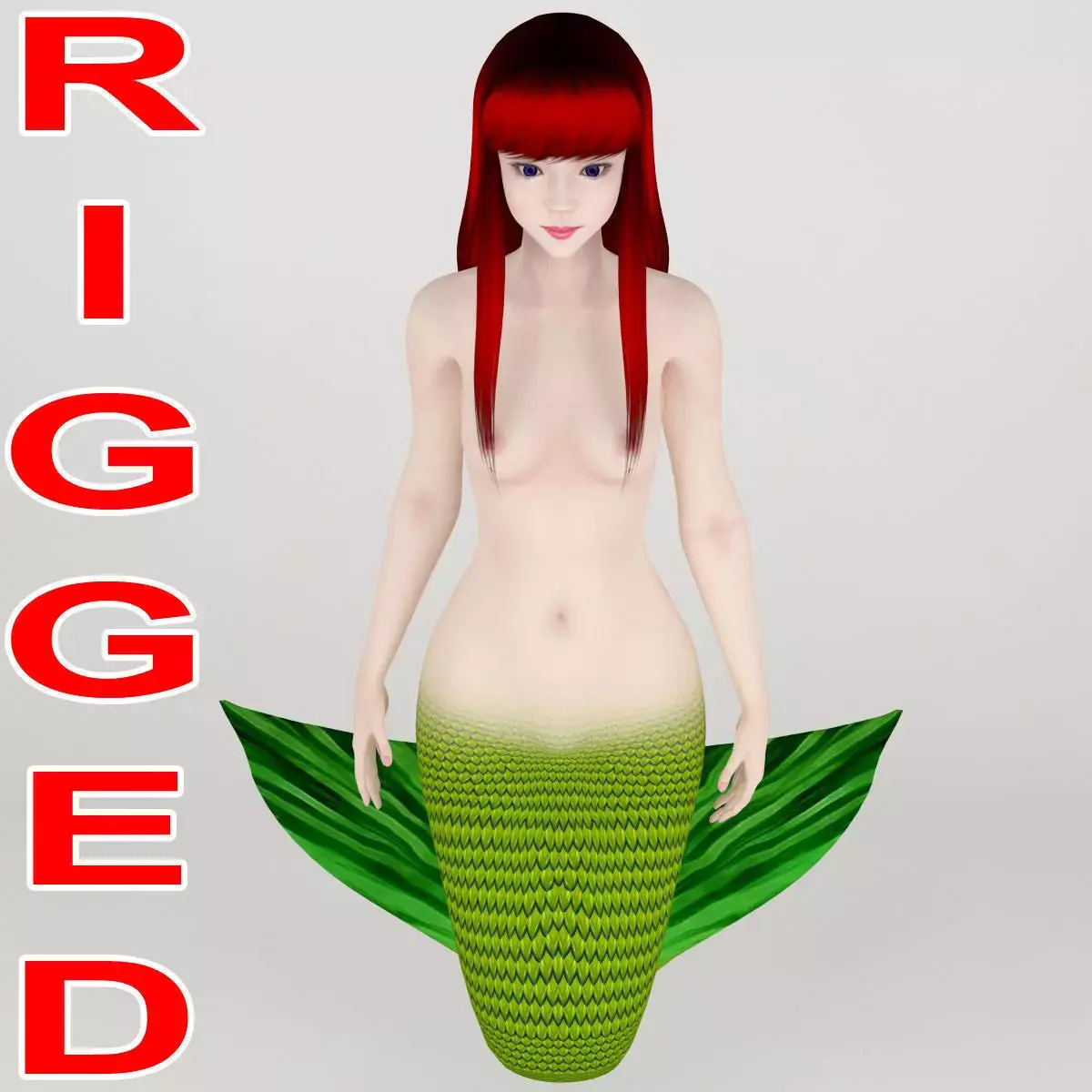 T pose rigged model of little mermaid  3D model
