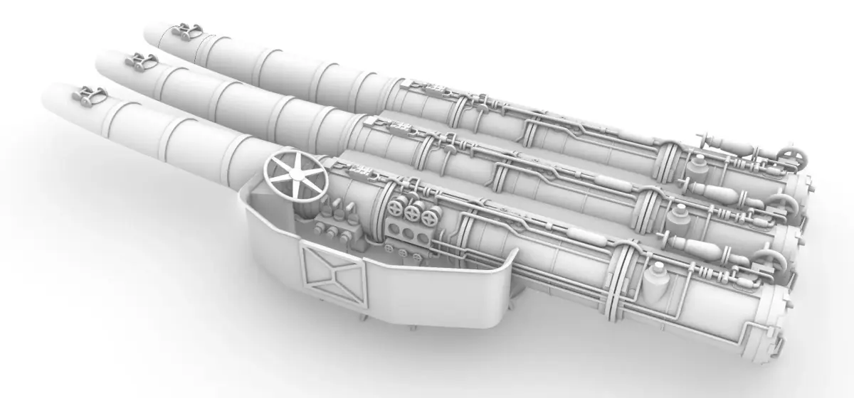 scale 1-200 Ijn Tone Type 92 torpedo tube scale 1-200 3D print model