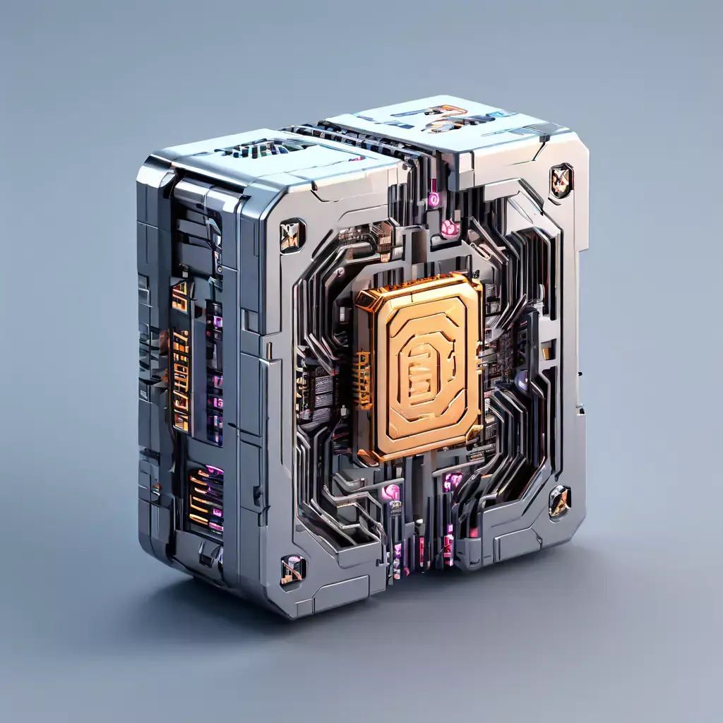 SciFi Futuristic Circuitry Cube Low-poly 3D model
