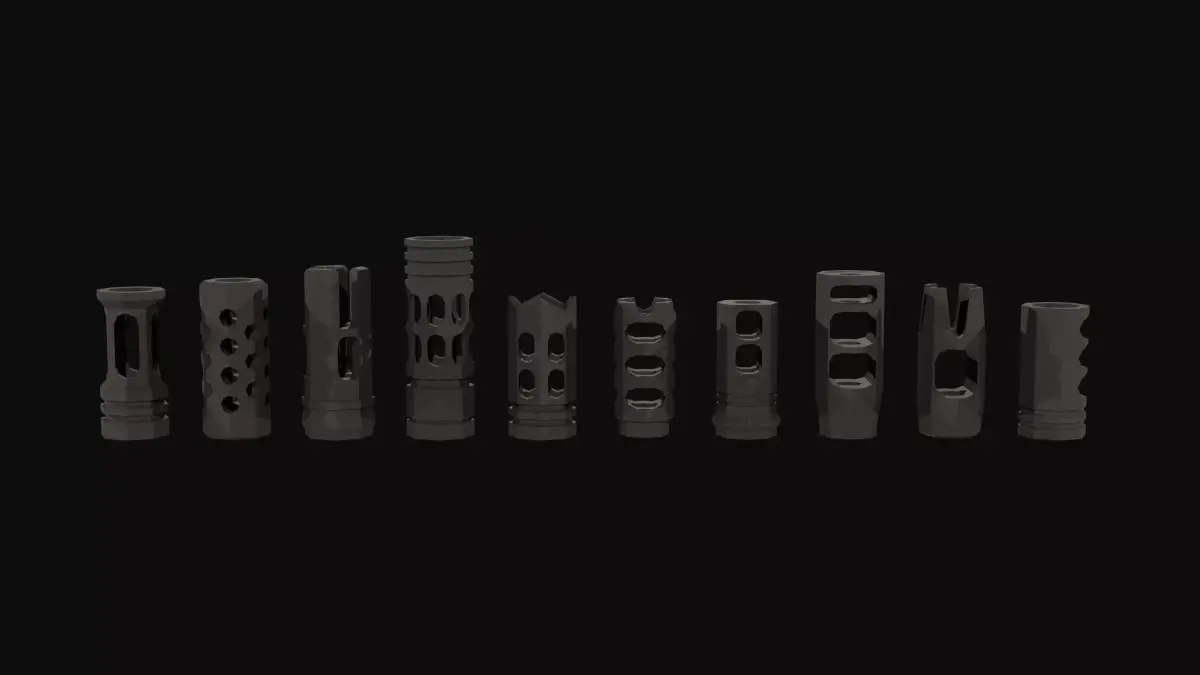 Low Poly Compensator Attachment Pack 1 Stylized Low-poly 3D model