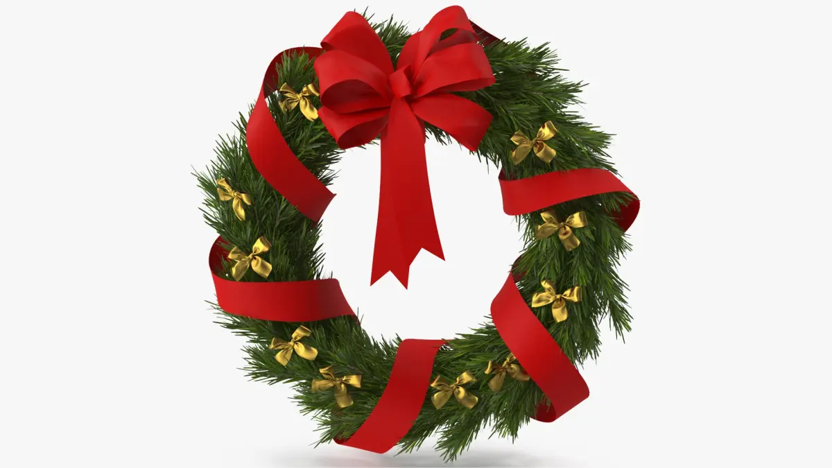 Christmas Wreath with Bows and Ribbon 3D model