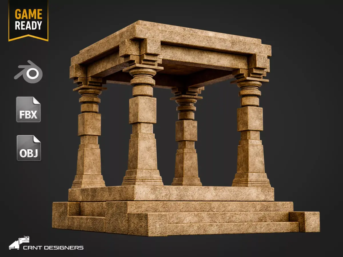 Ancient Stone Pavilion Ruin Low-poly 3D model