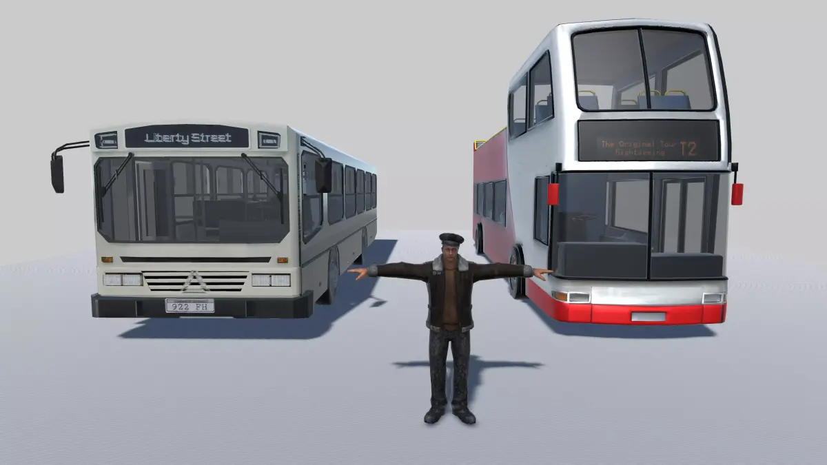 City Tourist Bus with Driver PBR Textures Low-poly 3D model