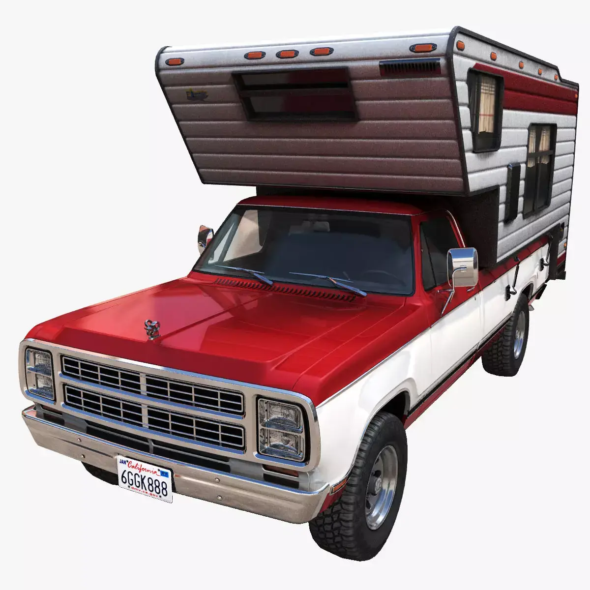 Dodge Ram D100 camper truck Low-poly 3D model