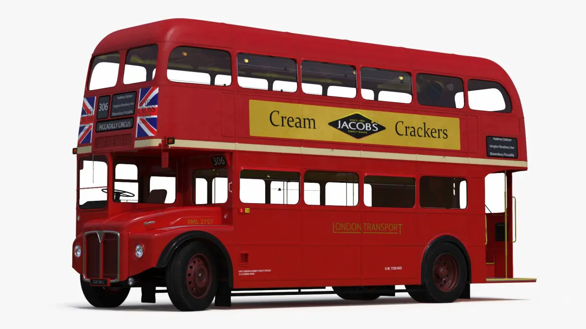 London Double Decker Bus Rigged 3D model