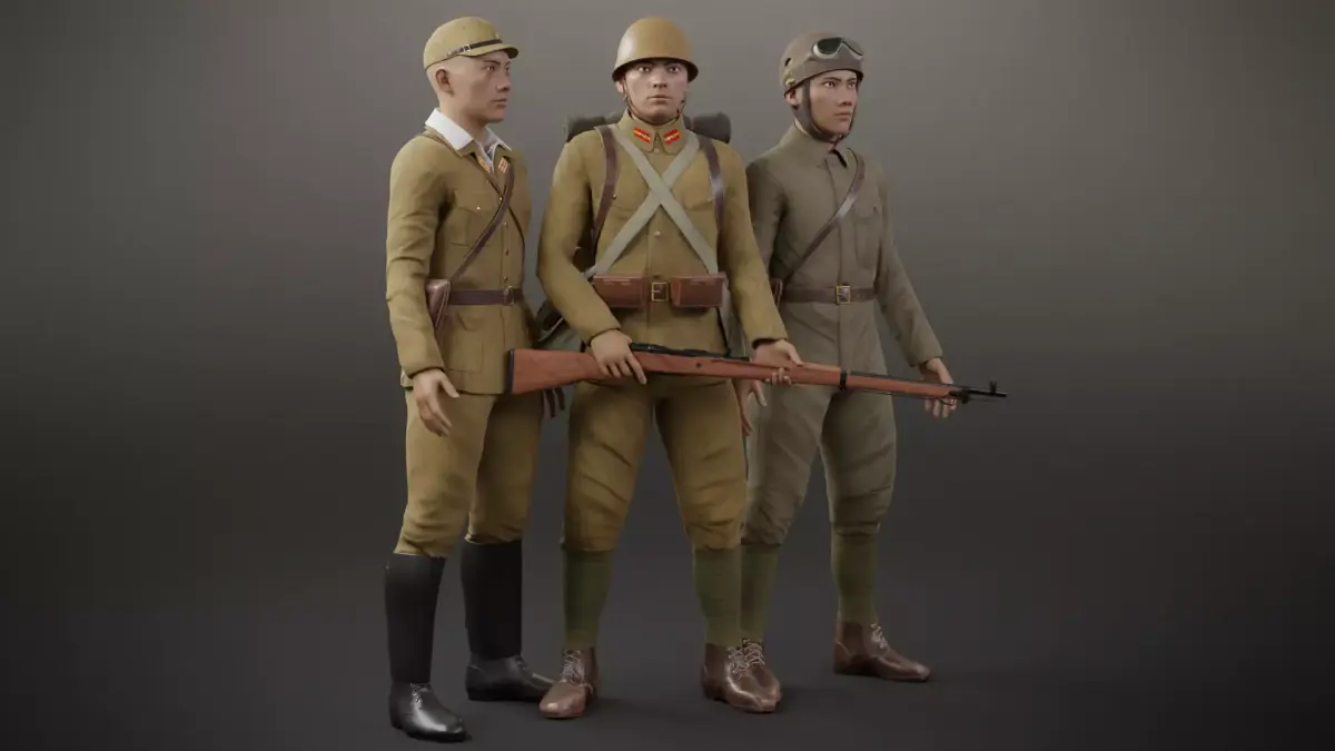 Japanese Soldiers Pack Low-poly 3D model