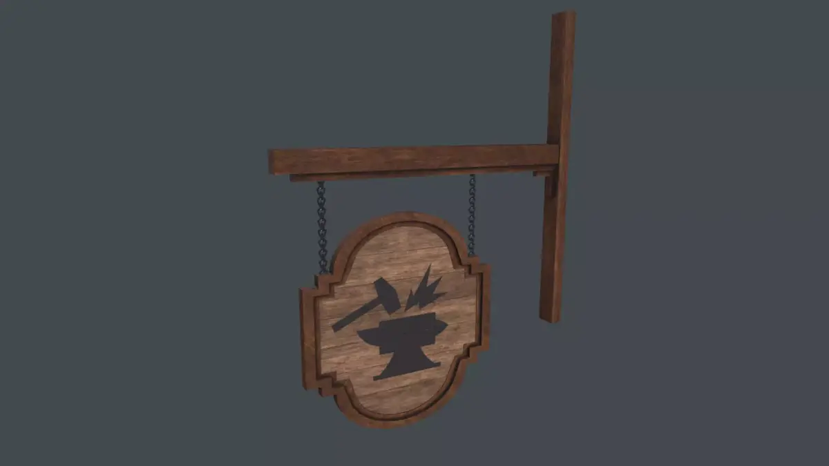 Old blacksmith sign 3D Model Low-poly 3D model