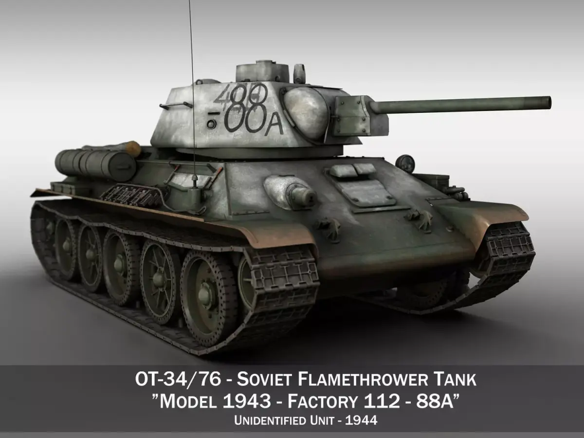 OT-34-76 - Soviet Flamethrower Tank - 88A 3D model