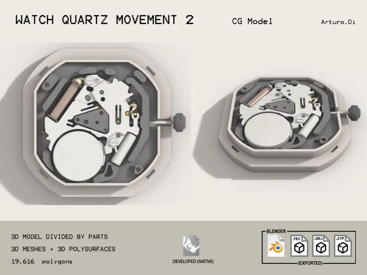 WATCH QUARTZ MOVEMENT 2 3D model