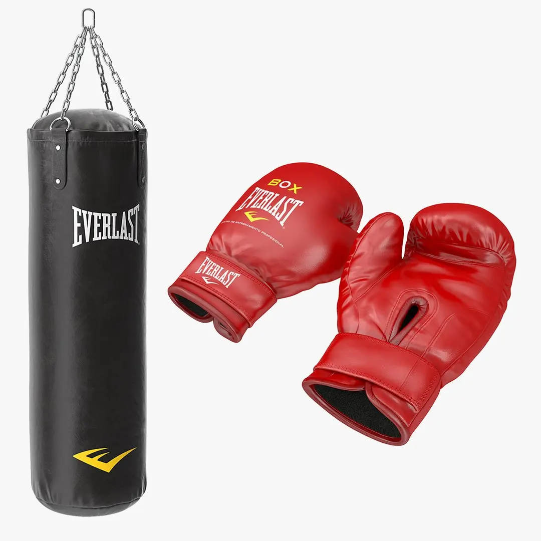 Boxing Gloves and Punching Bag Collection 3D model