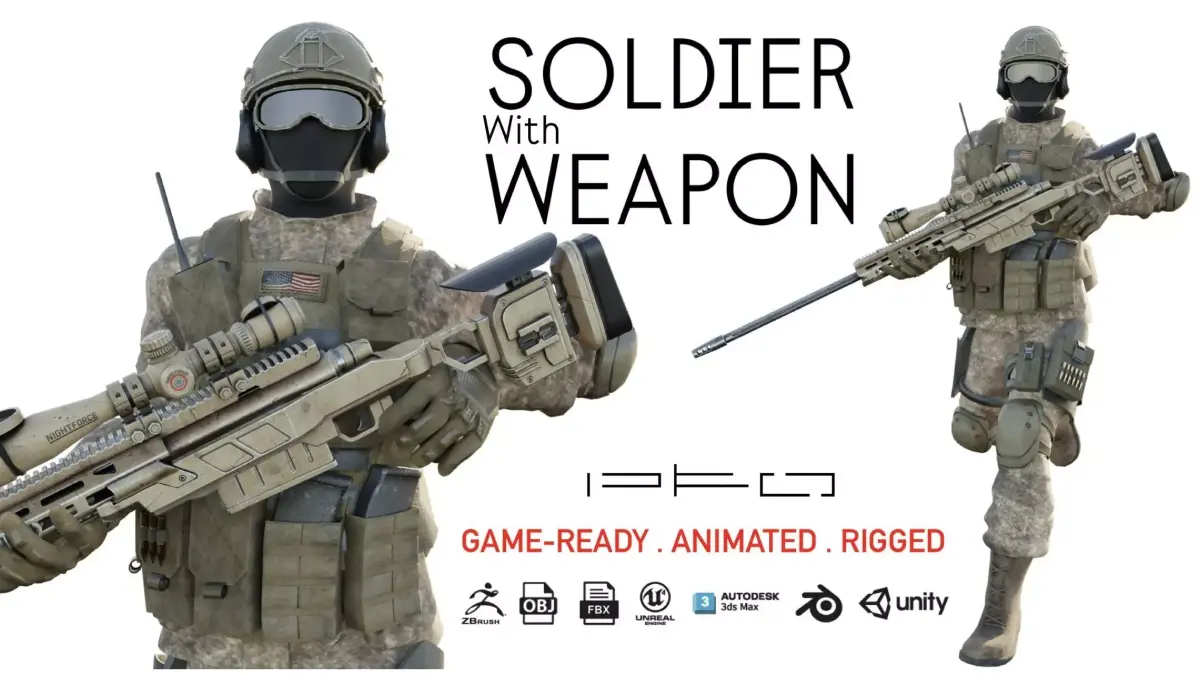 Modern Combat Soldier Low-poly 3D model
