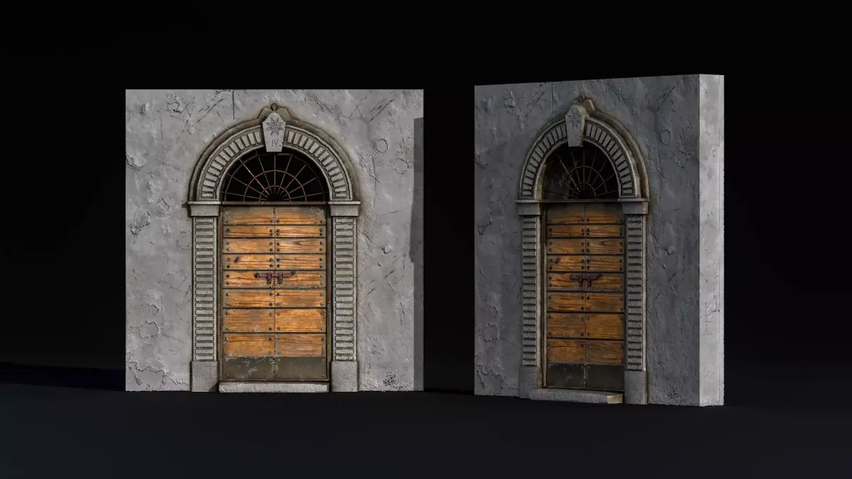 Old Italian Building Door Low-poly 3D model