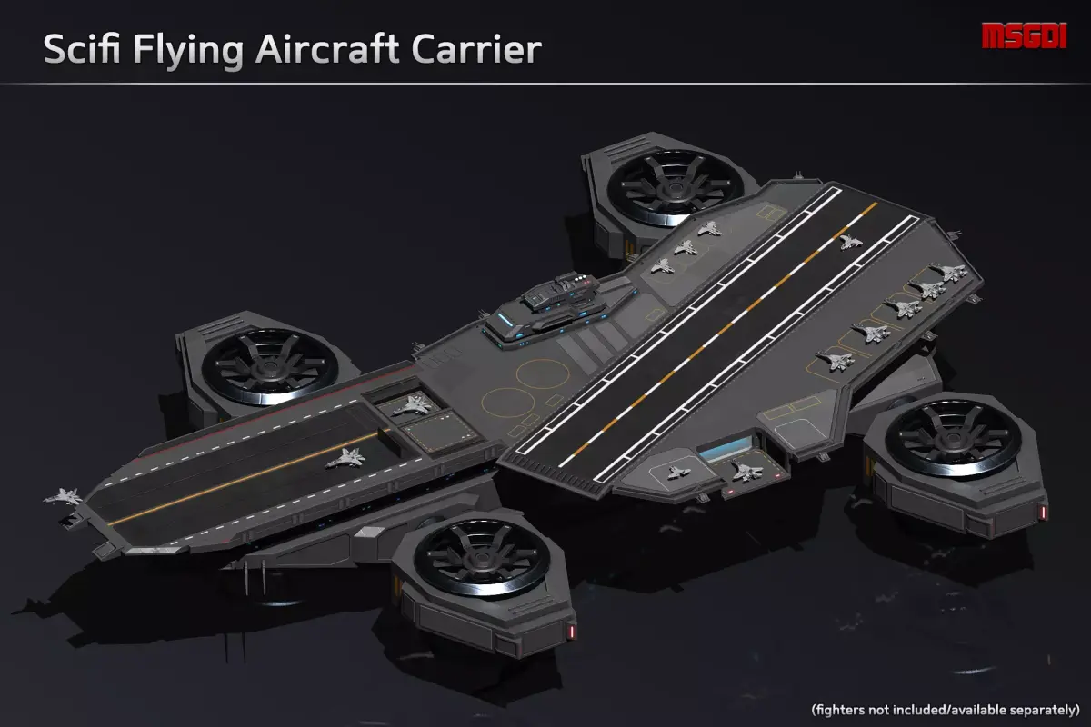 Flying Aircraft Carrier Low-poly 3D model