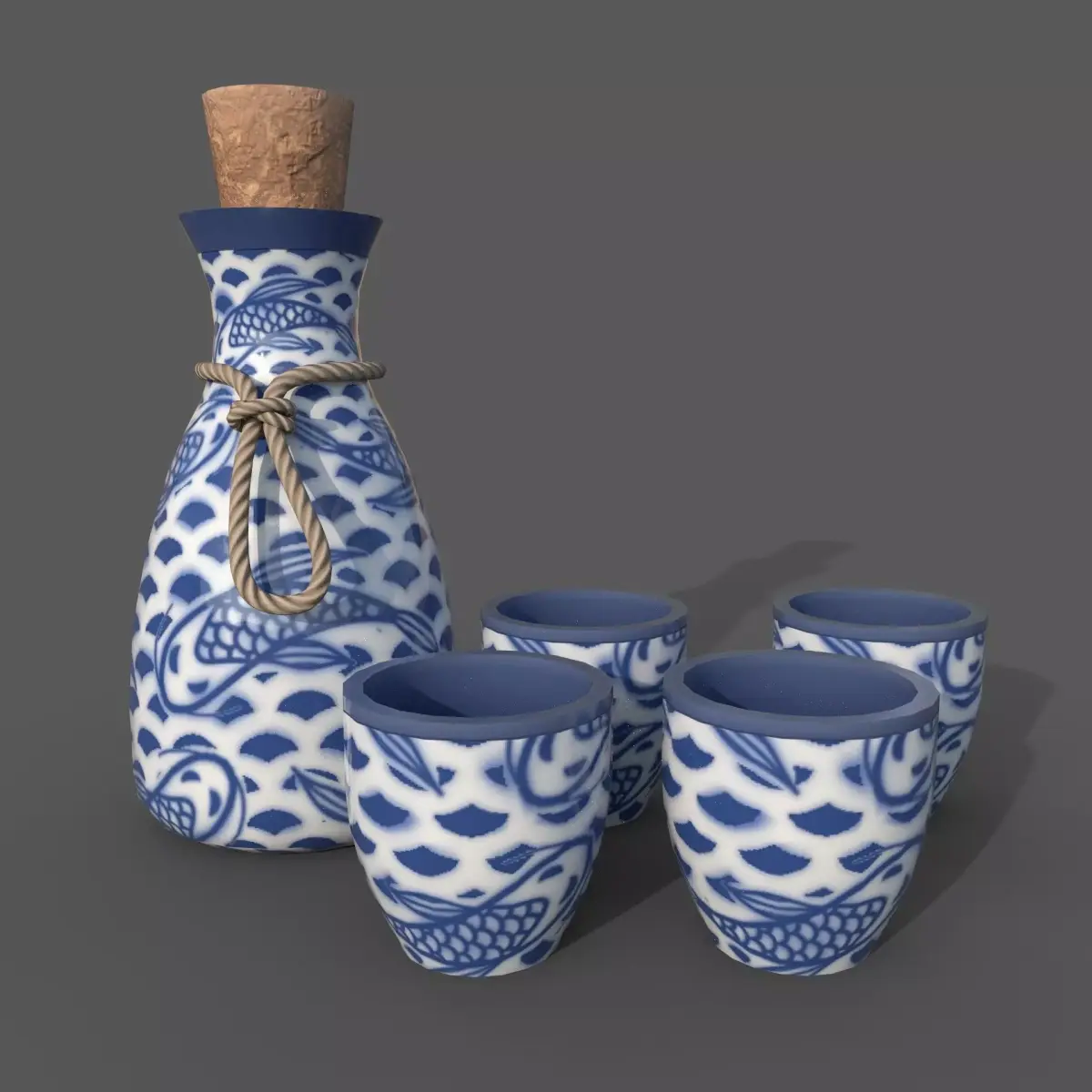Sake Set Low-poly 3D model